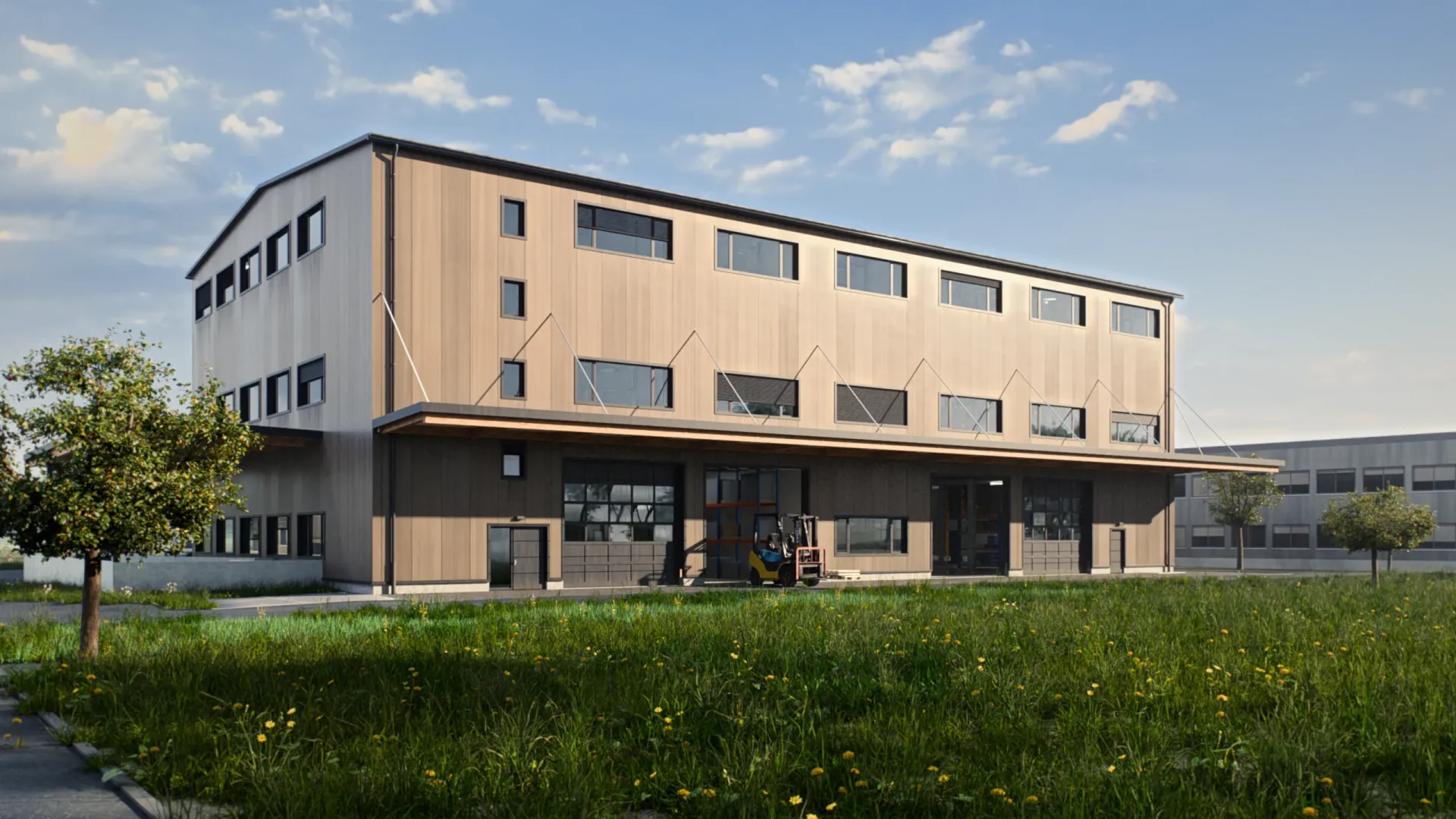 Workspace Wolfwil — Visualisierung der Toranlage von Südwesten