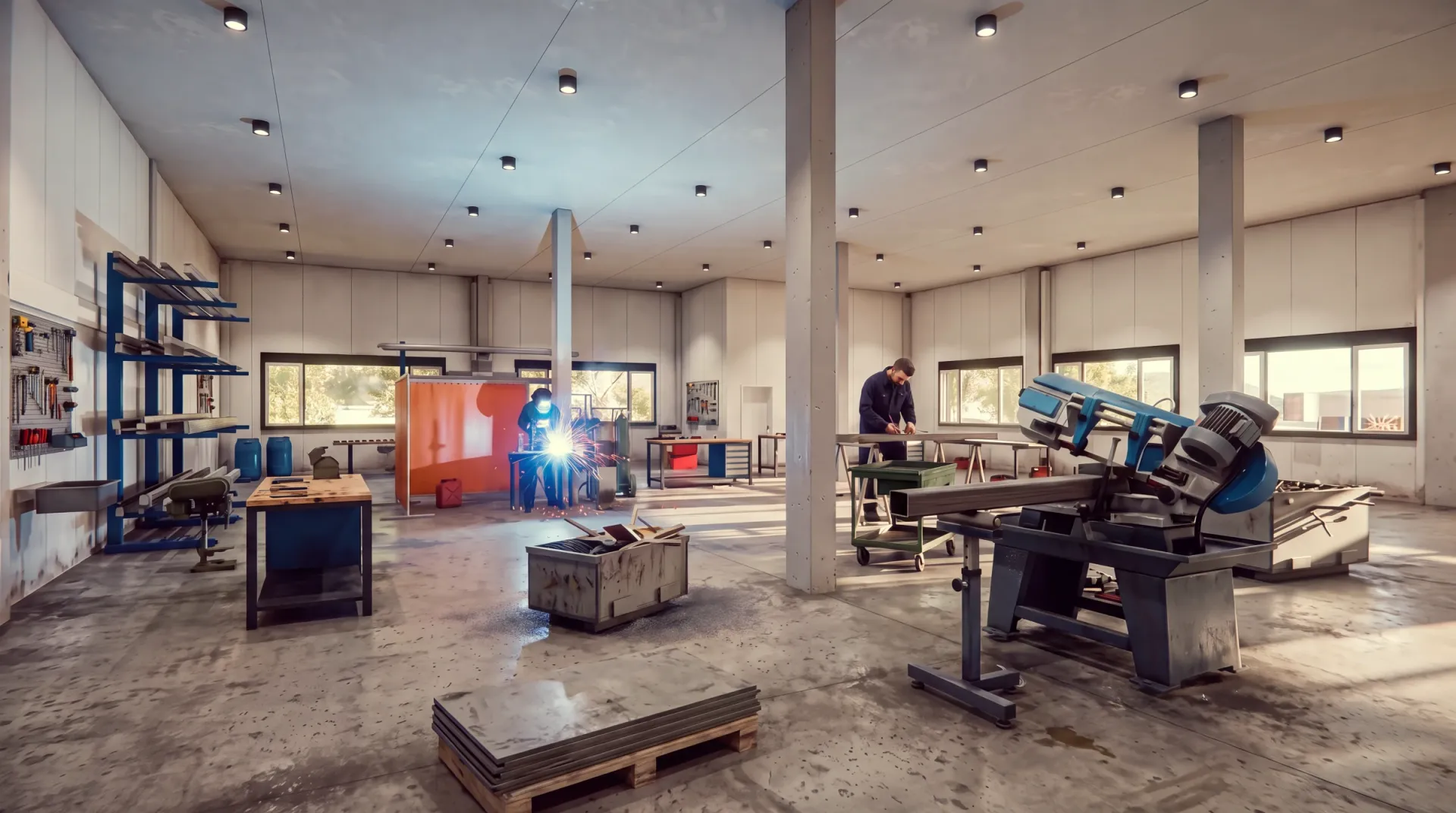 Workspace Wolfwil — Visualisierung einer Gewerbefläche als Metallbau-Werkstatt